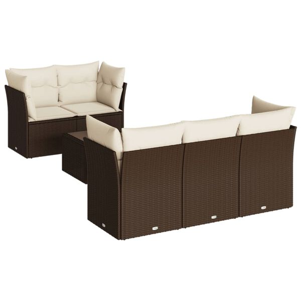 vidaXL Garden Sofa Set Brown PE Rattan 6 Piece Set Removable Covers