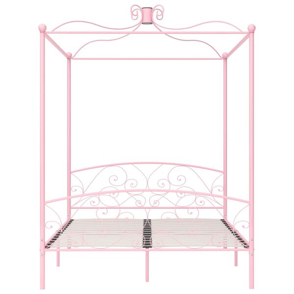 vidaXL Bed Frame Pink Metal, Plywood Full Classic/Traditional