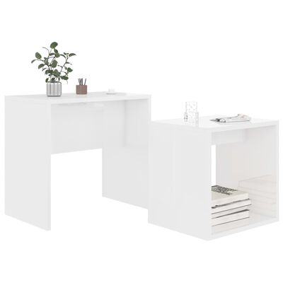 vidaXL Coffee Table Set High Gloss White 18.9"x11.8"x17.7" Engineered Wood