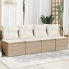 vidaXL Garden Sofa Beige PE Rattan Four-seater Adjustable Feet