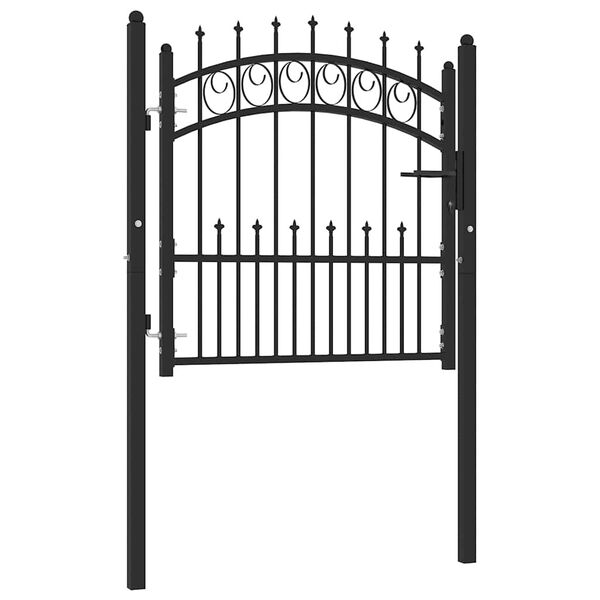 vidaXL Fence Gate with Spikes Steel 40.9x34.3" Black