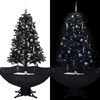 vidaXL Snowing Christmas Tree Black PVC, polyester, plastic Medium