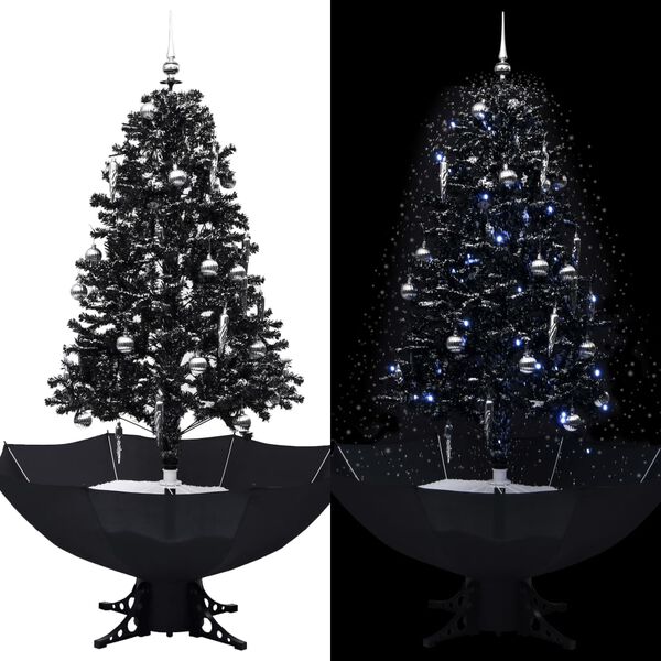 vidaXL Snowing Christmas Tree Black PVC, polyester, plastic Medium