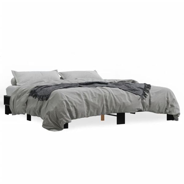 vidaXL Bed Frame Black Engineered Wood Full Durable Bed Frame