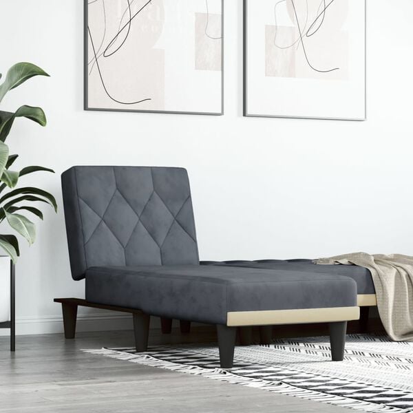 vidaXL Chaise Lounge Dark grey Velvet, plywood One size