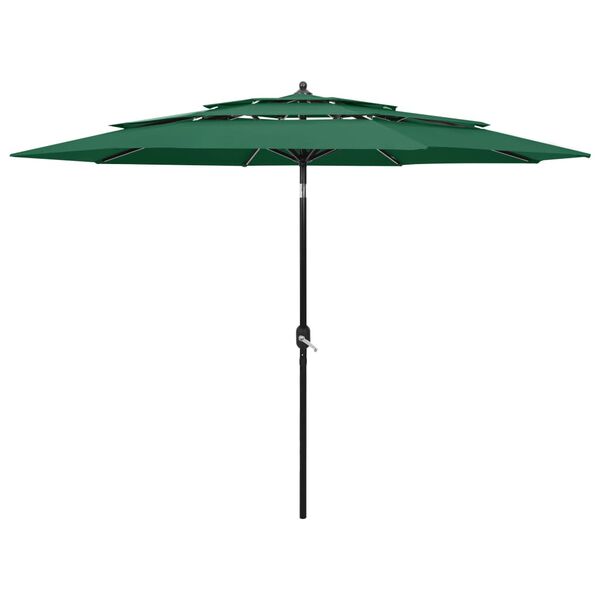 vidaXL Parasol Green Polyester, powder-coated aluminum 9.8 ft Foldable