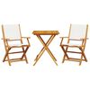 vidaXL Bistro Set Cream White Solid Acacia Wood 2-Seater Foldable