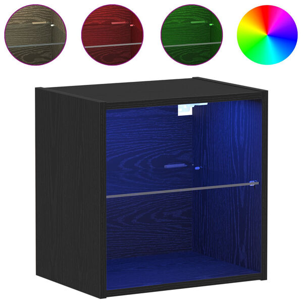 vidaXL Floating Shelf with Shelf 2 pcs Black 15.75 x 11.22 x 15.75 in