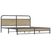 vidaXL Bed Frame Smoked Oak Steel, Engineered wood Double Bed Frame