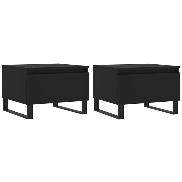 vidaXL Coffee Table Set of 2 Black Engineered wood, metal Medium