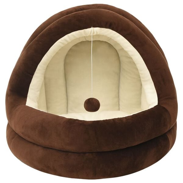 vidaXL Cat Bed Brown and Cream Fleece, PP cotton Small Cat Bed