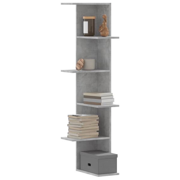 vidaXL Wall Corner Shelf Concrete Grey Engineered Wood Standard