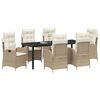 vidaXL Garden Dining Set with Cushion 7 pcs Beige Poly Rattan
