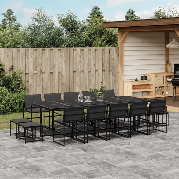 vidaXL Garden Dining Set Black,String,Dark gray