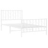 vidaXL Bed Frame White Steel Twin Bed Frame Rectangular Minimalist
