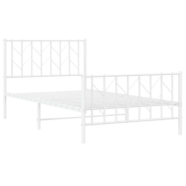 vidaXL Bed Frame White Steel Twin Bed Frame Rectangular Minimalist