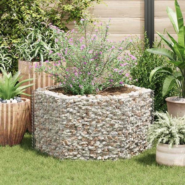 vidaXL Gabion Raised Bed Silver Galvanized steel Heavy Weight Endurance