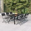 vidaXL Garden Dining Set Grey Powder-coated steel 7 Piece Foldable