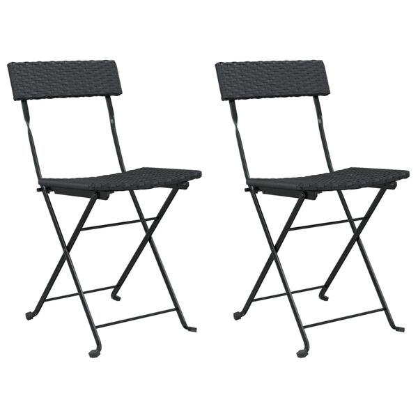 vidaXL Folding Bistro Chair Set of 2 Black