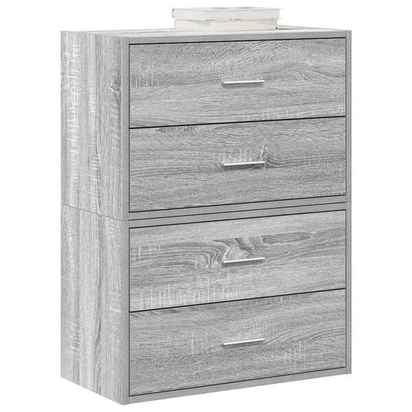 vidaXL Cabinet Set of 2 Grey Sonoma Engineered wood Small Cabinet