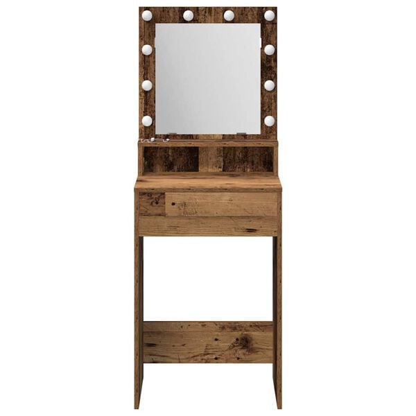 vidaXL Dressing Table with Shelf Old Wood 19.69 x 16.14 x 53.15 in