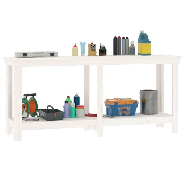 vidaXL Work Bench White 70.9x19.7x31.5" Solid Wood Pine