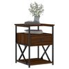 vidaXL Bedside Cabinet Brown Oak Engineered Wood, Iron Compact