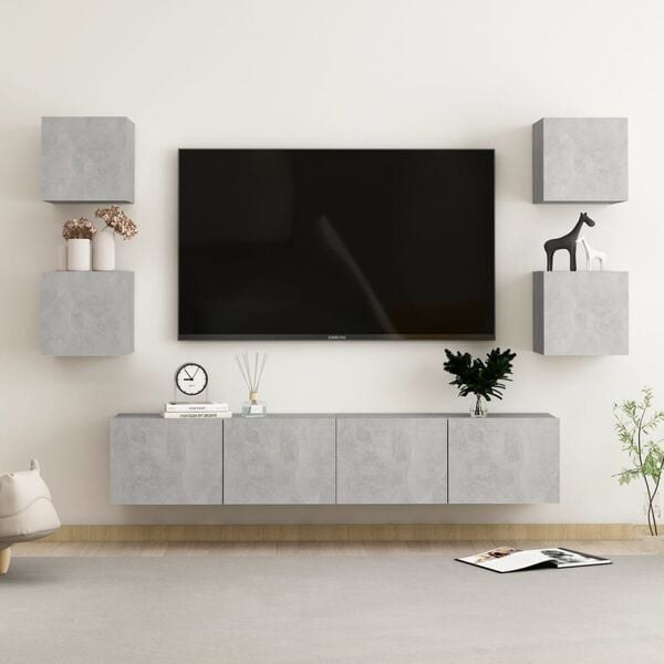 vidaXL TV Cabinet Concrete Gray Engineered Wood Large TV Cabinet