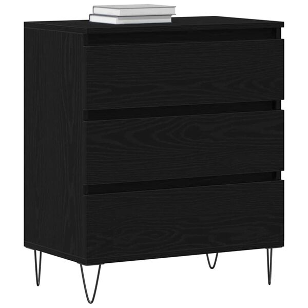 vidaXL Sideboard Black Oak 23.62 x 13.78 x 27.56 in Engineered Wood