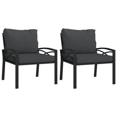 vidaXL Patio Chairs with Gray Cushions 2 pcs 26.8"x29.9"x31.1" Steel