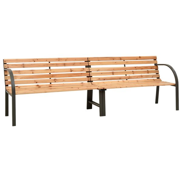 vidaXL Twin Garden Bench Brown Chinese fir wood, powder-coated steel Large