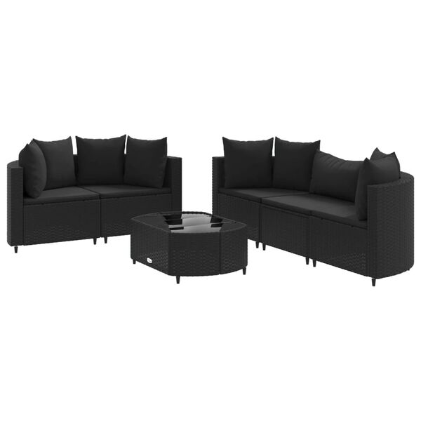 vidaXL Patio Sofa Set Set of 6 Black