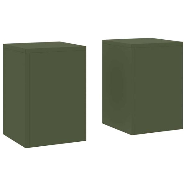 vidaXL Plant Stand 2 pcs Olive green 9.45 x 9.45 x 13.78 in Steel