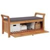 vidaXL Garden Storage Bench Wood with dark grey cushion