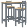 vidaXL Bar Set Grey Solid pine wood with honey wax finish Footrest
