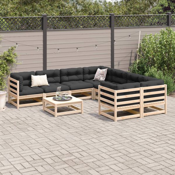 vidaXL 9 Piece Patio Sofa Set Solid Wood Pine