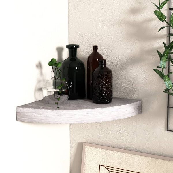 vidaXL Wall Corner Shelf Concrete gray Honeycomb MDF 13.8 in corner size