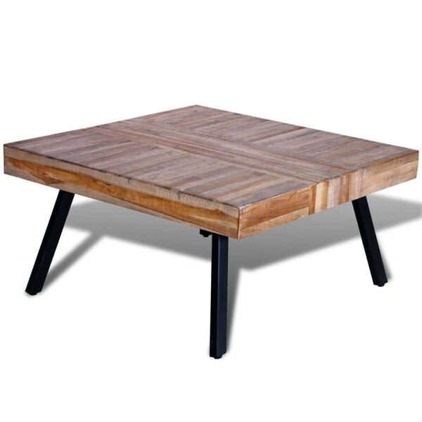 vidaXL Table Various shades of teak, black Reclaimed teak wood, painted iron