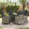 vidaXL Garden Dining Set with Cushion 5 pcs Grey Poly Rattan