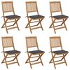 vidaXL Garden Chair Set of 6 Anthracite Solid Acacia wood Foldable