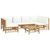 vidaXL Garden Lounge Set Cream White Bamboo, Polyester Large Modular