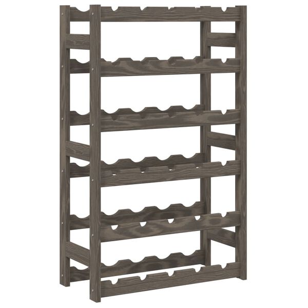 vidaXL Wine Rack for 30 Bottles Grey Solid Wood Pine