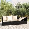 vidaXL Outdoor Lounge Bed Black Poly Rattan, Powder-Coated Steel, Polyester