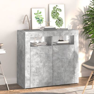 vidaXL Sideboard with LED Lights Concrete Gray 31.5"x13.8"x29.5"