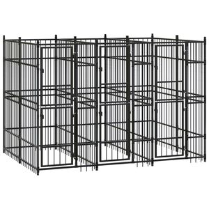 vidaXL Dog Kennel Black Powder-coated Steel Durable Dog Kennel