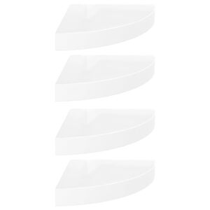 vidaXL Corner Shelf Set of 4 High gloss white Honeycomb MDF, metal Small