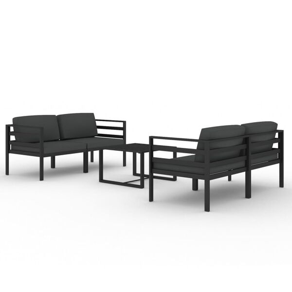 vidaXL Patio Lounge Set Anthracite Aluminium, Polyester Medium Modular
