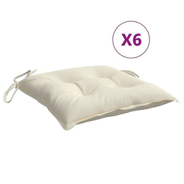 vidaXL Chair Cushion Set of 6 Cream white Oxford fabric 15.7x15.7 in
