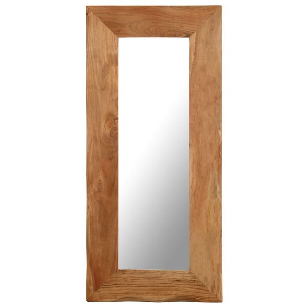 vidaXL Mirror Brown, Clear Solid Acacia wood, Glass 19.7 x 43.3 in