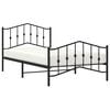 vidaXL Bed Frame Black Steel Twin Bed Frame Rectangular Modern